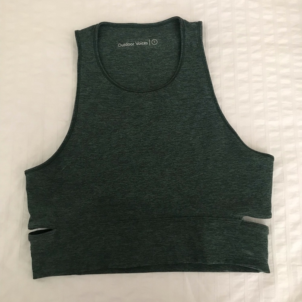 OUTDOOR VOICES green cropped sports bra - small